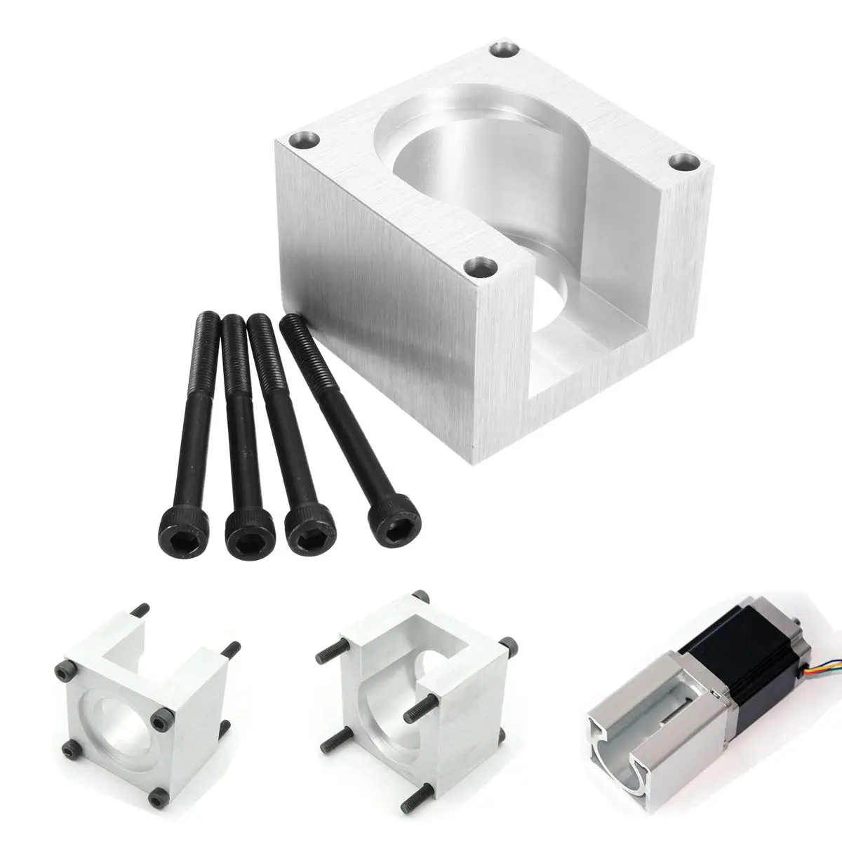 

Stepper Motor Clamp Bracket Mount Clamp Base Holder + 4pc Screws Accessories Set for Nema23 CNC Router Engraving Milling Machine