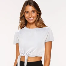 Женский укороченный топ, топы для спортзала, спортивные майки, черные футболки для бега, одежда для фитнеса, футболки с коротким рукавом для йоги