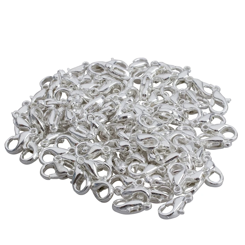 

100 Silver Plated Lobster Clasps Findings 10x6mm