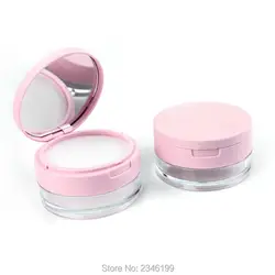 Розовый флип-колпачок сито банка коробка с зеркалом косметическая пудра корпус пластиковый свободный порошок контейнер с эластичным