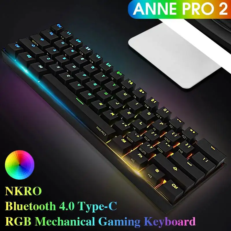 

[Kailh BOX Switch]Obins Anne Pro 2 60% NKRO bluetooth 4.0 Type-C RGB Mechanical Gaming Keyboard Wireless Keyboard