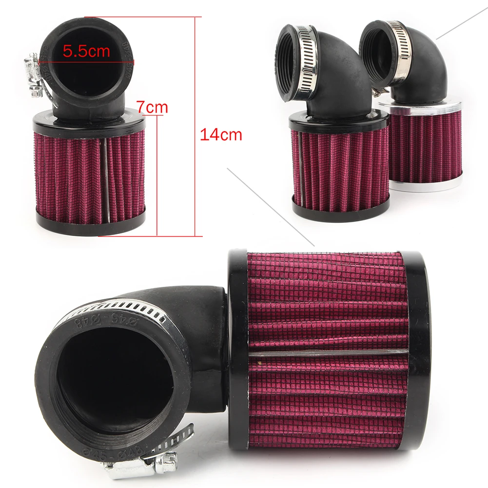 

90 Degree Air Intake Filter with Clamp clearnerReplacement For Motorcycle 45mm-48mm ID Pipe 90° Bobber Chopper Cruiser