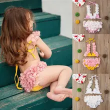 Комплект для новорожденных девочек с 3D бикини в цветочек, купальник, купальный костюм, пляжный