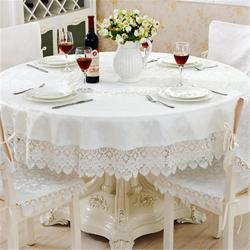 

2019 New Hot Jacquard Table Cloth Manteles Bordados Wedding Home Decoration Embroidered Lace Cloths Round Tablecloth Cover