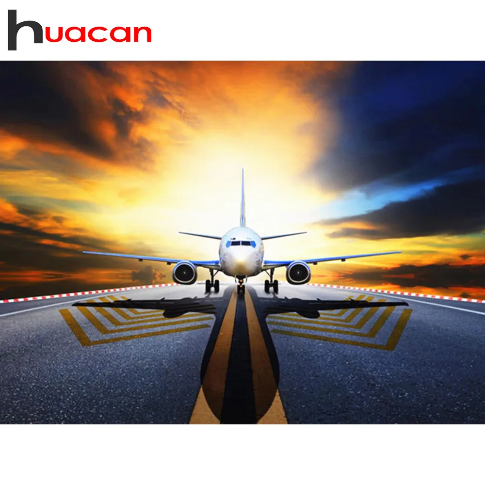 

Huacan 5D DIY Diamond Painting Scenic Aircraft Embroidery Sale Diamond Mosaic Cross Stitch Rhinestone Picture Home Decor Gift