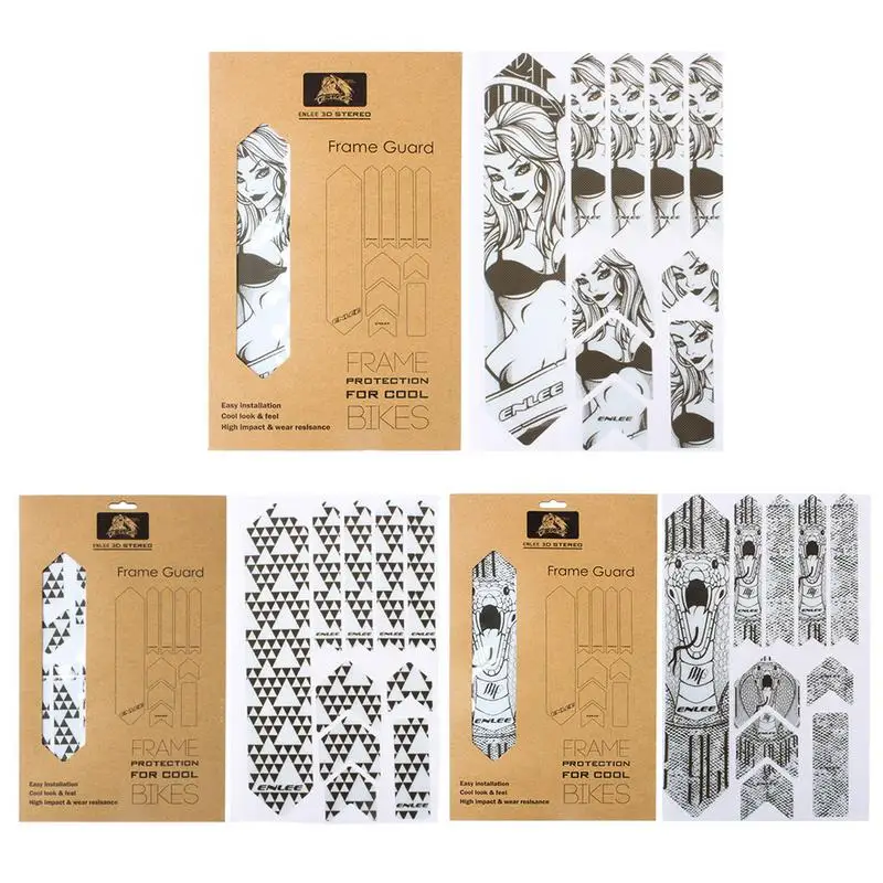 

Enlee 3D Mountain Bike Frame Protection Stickers Road Car Thick Film Stickers Wear-Resistant Anti-Skid Waterproof Protector