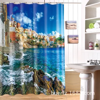 

Modern shower curtains 3D Sea printing waterproof personality shower curtain cool shower curtains for bathroom