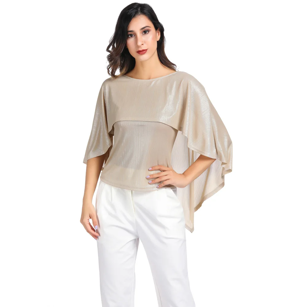 

GK Sexy Women's Backless Clubwear Irregular Drape Decorated Cape Tops