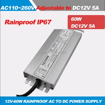 

12V 5A 60W AC110V220V To DC12V Converter Waterproof IP67 Outdoor Switching Power Supply Rain proof Power Supply for led strip