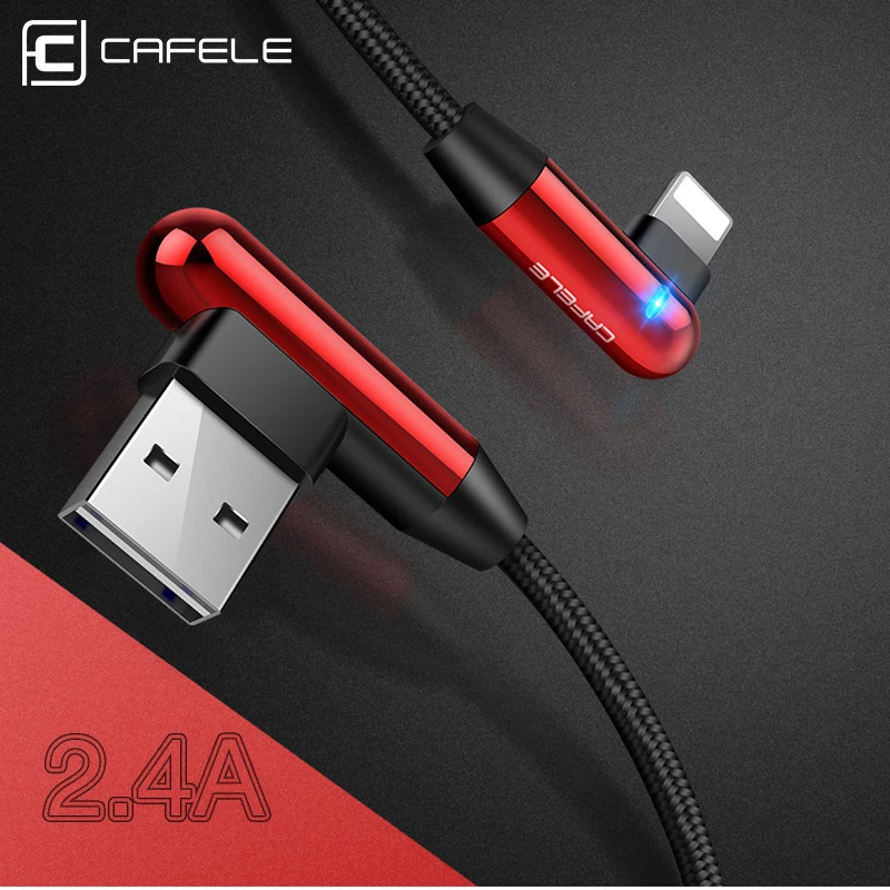 

Cafele Micro USB Type C Cable for iPhone Samsung Huawei Xiaomi LED Charging Cables Dual L Bend 8 Pin Data Sync Cable 120 180 cm