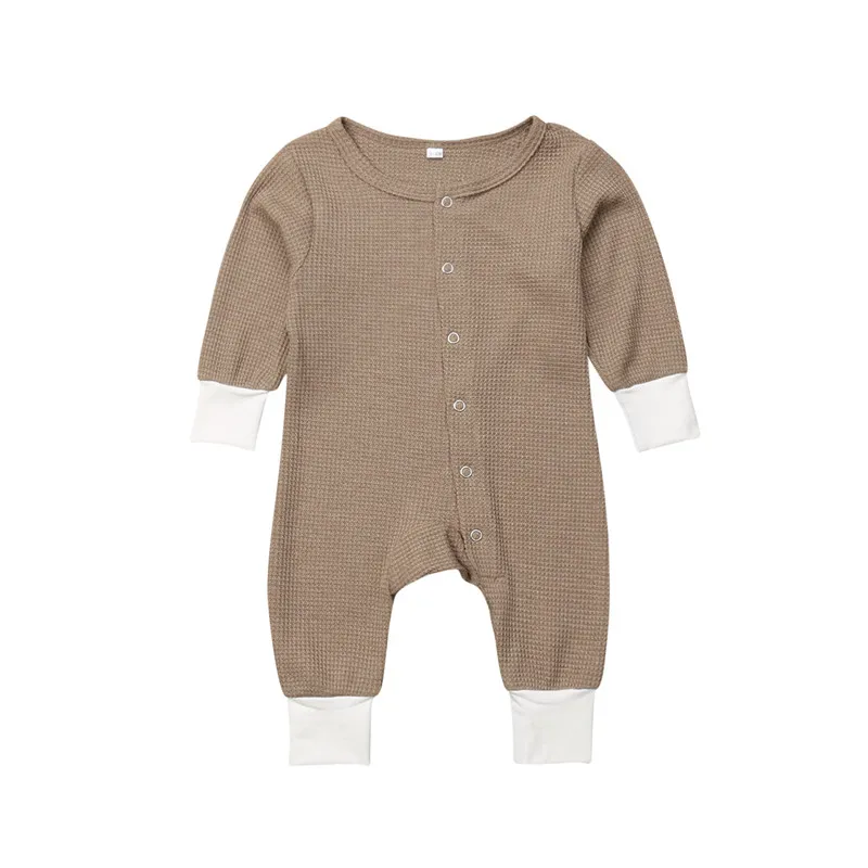 

Spring Autumn Newborn Baby Girls Boys Cotton Romper Long Sleeve Pure Color Jumpsuit Home Pajamas Clothes Outfits Baby Jumpsuits