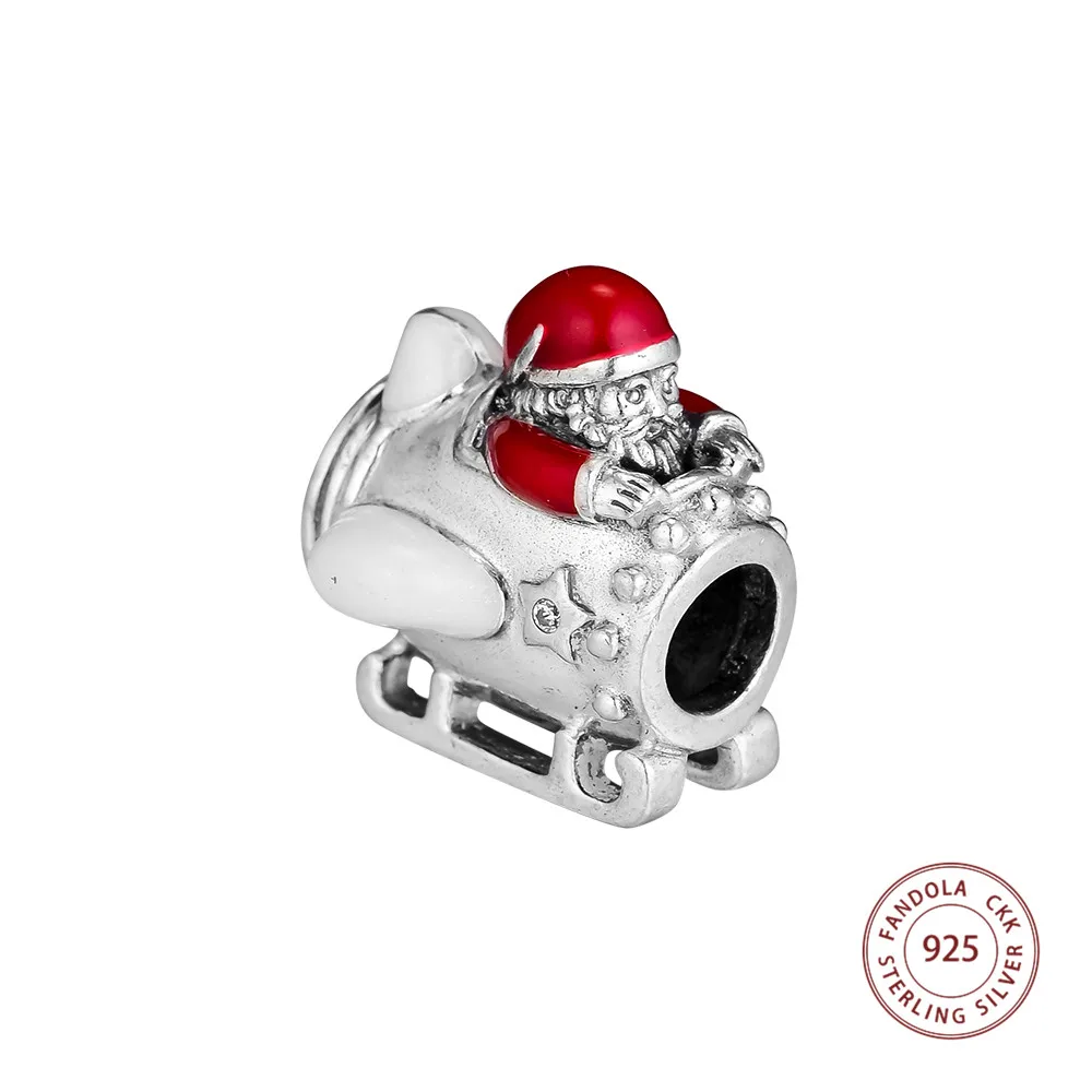 

Santa in Space Charm 925 Sterling Silver Christmas Beads for Jewelry Making Fits Original Brand Bracelets berloques