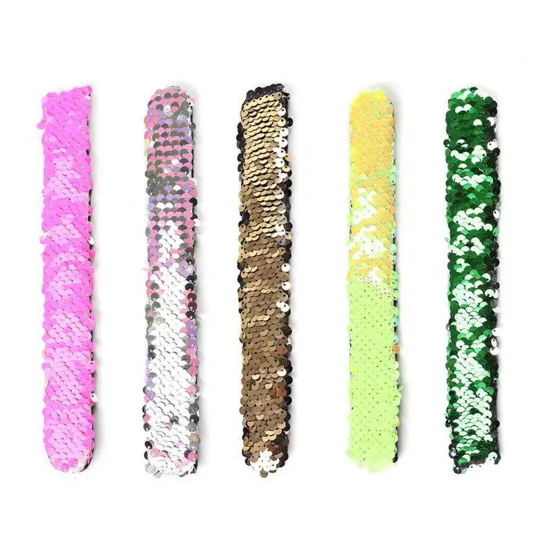 

Child Shining Glitter Sequin Slap Bracelet Fashion Wristband Wrist Strap Headband for Children Kids Holiday Party Favors Gift