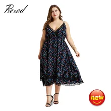 Prered 2019 Plus Size Women Dress V-neck Print Dress Three Quarter Vintage Chiffon Beach large Size Dresses clothes XXXL Prered 2019 Plus Size Women Dress V-neck Print Dress Three Quarter Vintage Chiffon Beach large Size Dresses clothes XXXL