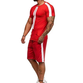 

Men 2Pcs Casual Short Tracksuits Summer Man Short Sleeve T-shirt Short Pants Sportswear Jogger Fitness sweat suit Tracksuit