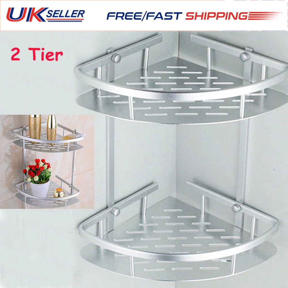 

2 Layer Bathroom Shelf Wall Mounted Alumimum Bathroom Towel Rack Corner Rack Toilet Bathroom Hardware