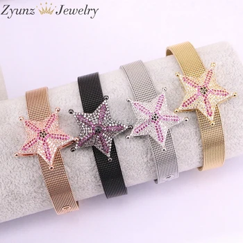 

5PCS ZYZ330-4100 Fashion Star / Starfish Zirconia Mesh Wire Bracelet Bangles Titanium Steel Watch Band Belt Buckle Bracelets
