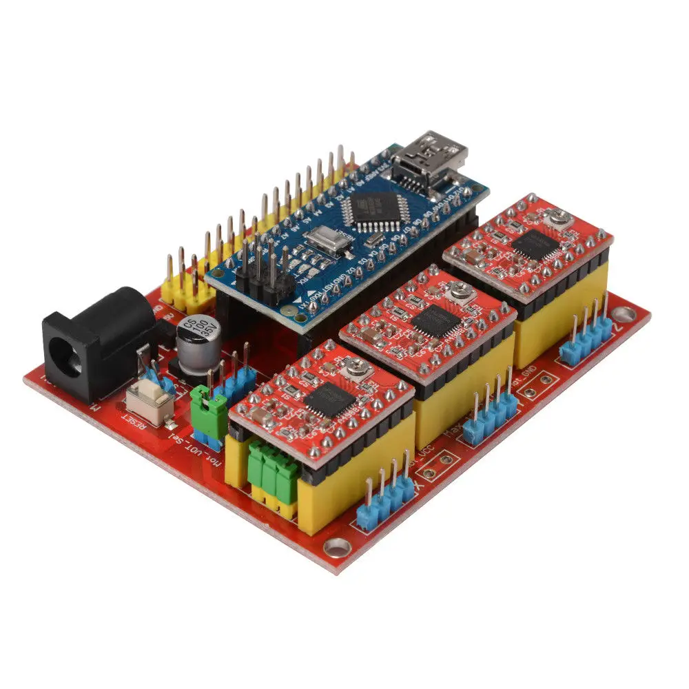 CNC Щит V4 Плата расширения Nano 3 0 шаговый Драйвер A4988 для Arduino 3D принтера TE732|Детали и