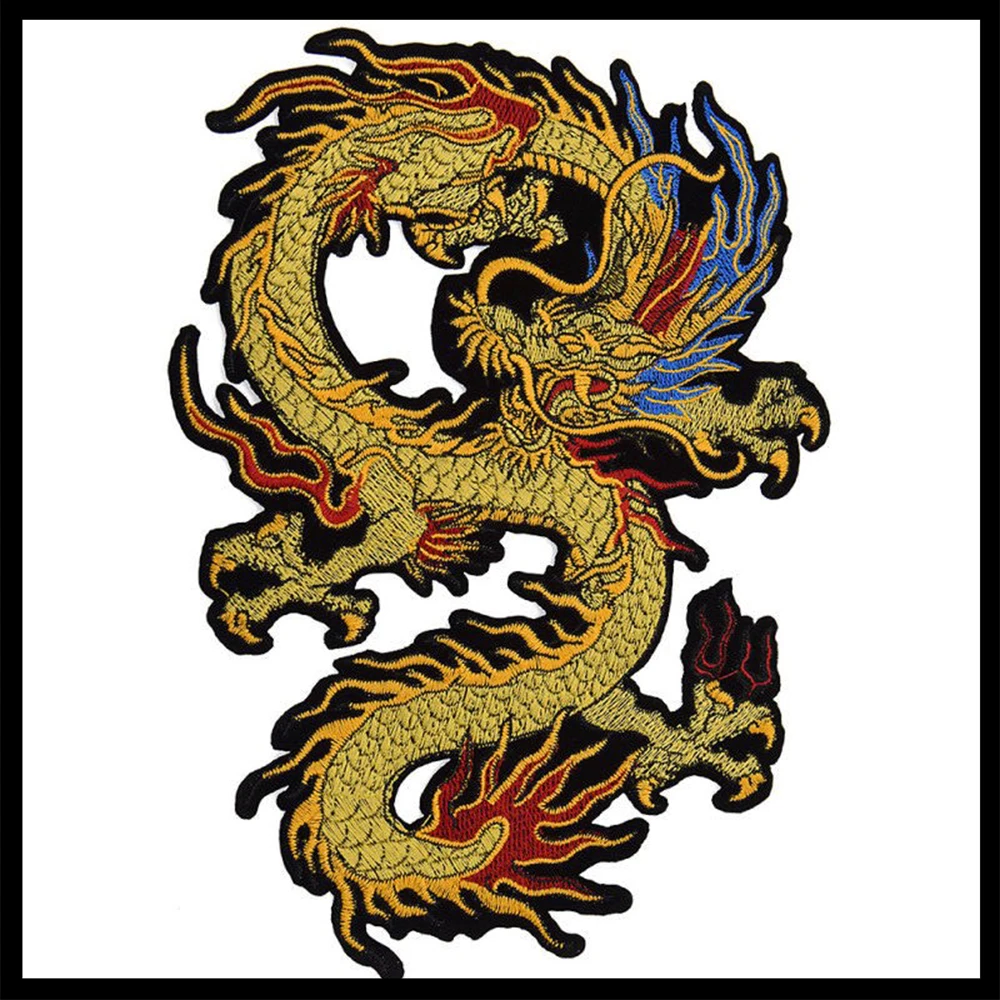 

2019 Dragon Patch Lace Embroidery Embossed Sew On Applique DIY Craft Clothes Decor Noble Authority 1Pc wholesale