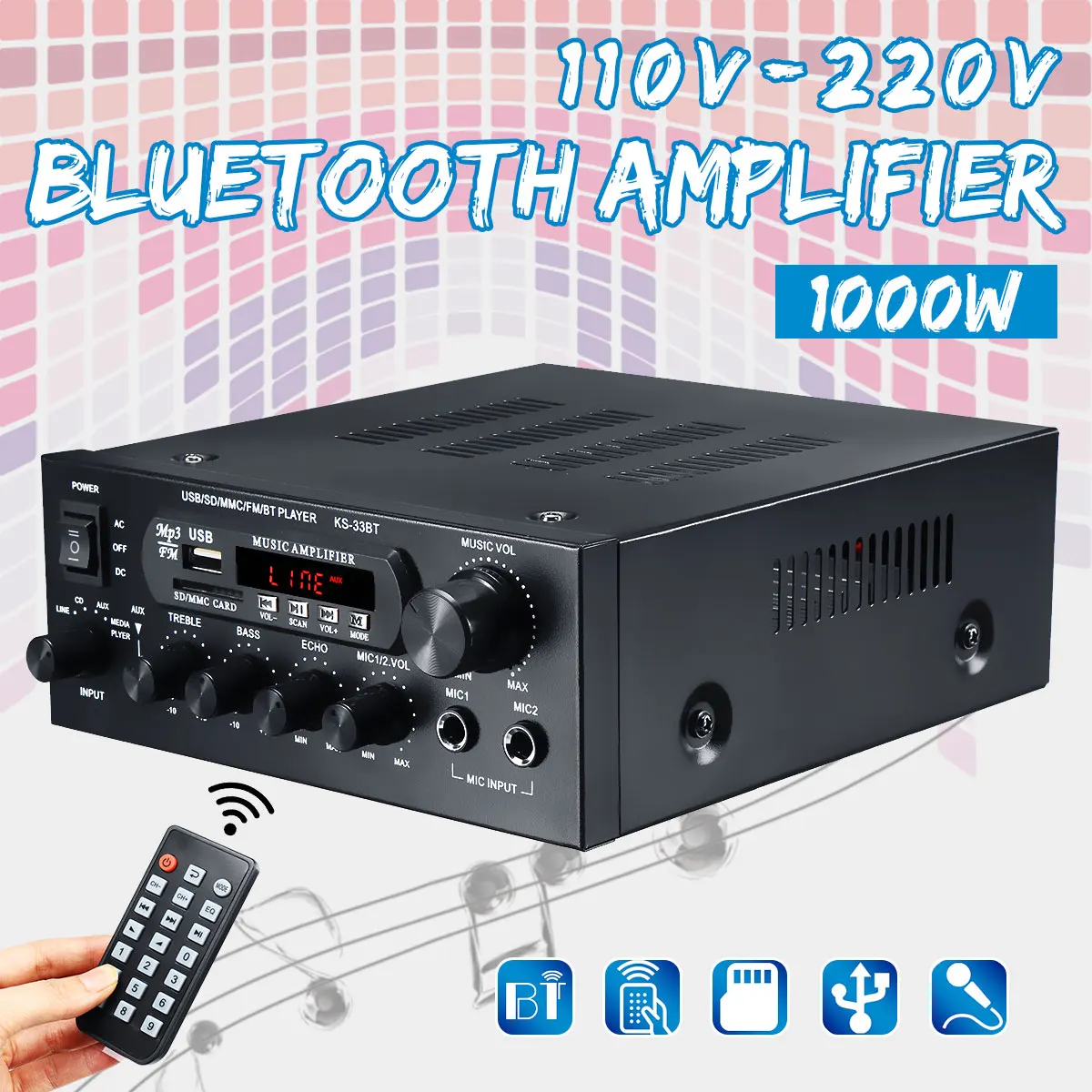 110V~ 230V 1000W домашние усилители аудио Hifi бас аудио усилитель мощности домашний кинотеатр усилитель для сабвуферных динамиков