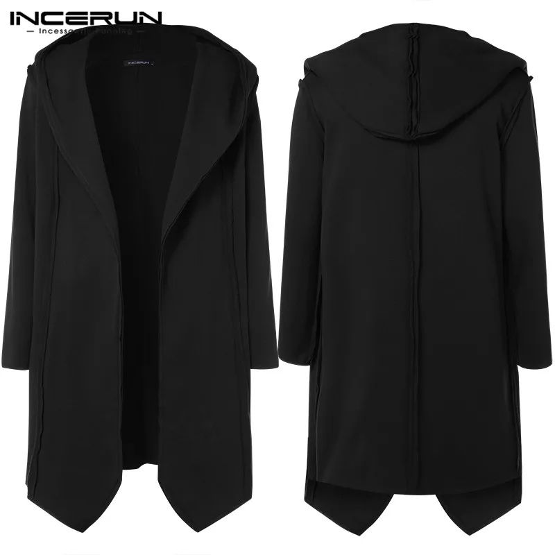 2018 Hiphop Mens Hoodies Sweatshirts Mantle Hoody Long Irregular Hem Hombre Solid Loose Fit Hoody Autumn Long Sleeve Cardigan