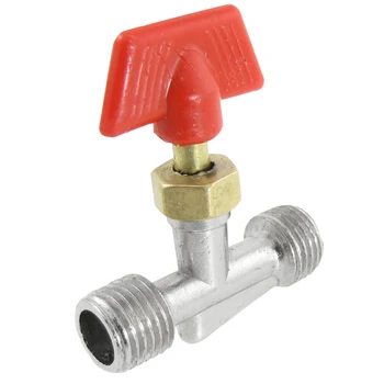 

ELEG-15/32" Male to Male Thread Inline Manual Valve for Air Compressor Red+Silver
