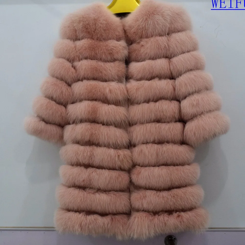 New Brand Winter Real Blue Fox Fur Coat Thick Warm Imitation Of Sables Women's Light Brown Long Jacket The fox fur Coat