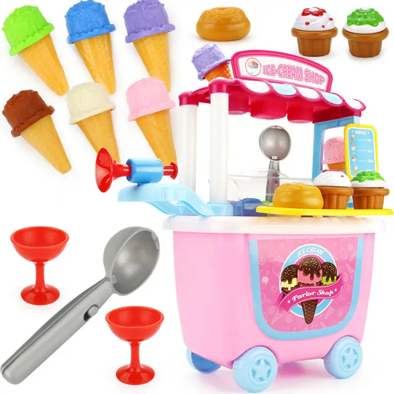 Детский подарок тележка с мороженым Игровой Набор Дети Притворяться, играть игрушечная еда образовательные игрушки хобби забавные