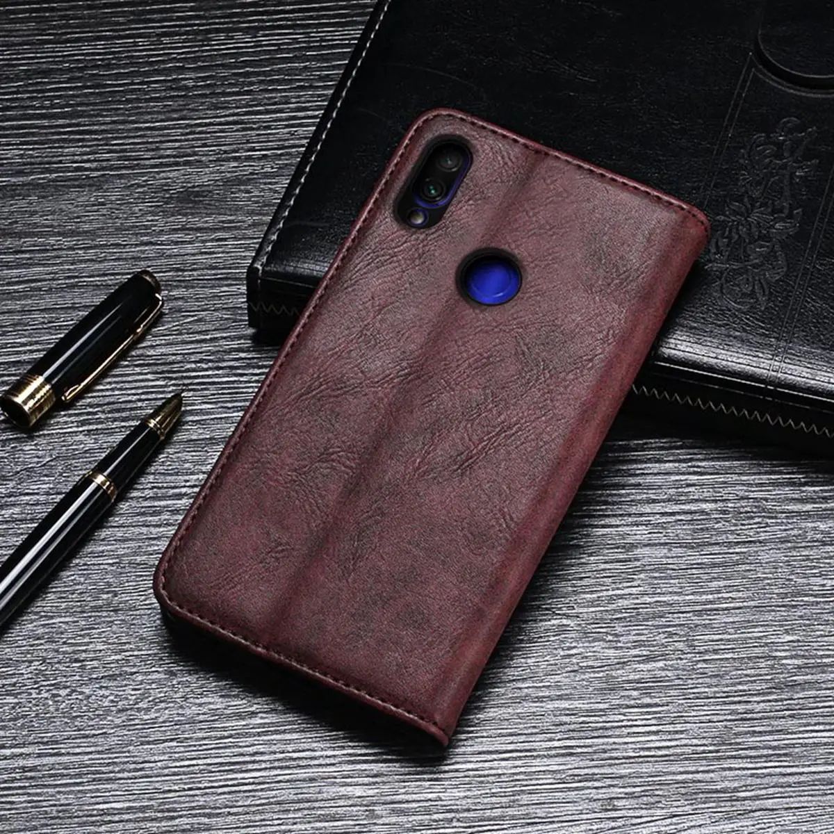 Для Xiao mi Red Note 7 Pro K20 Чехол бумажник в стиле ретро из искусственной кожи чехол с