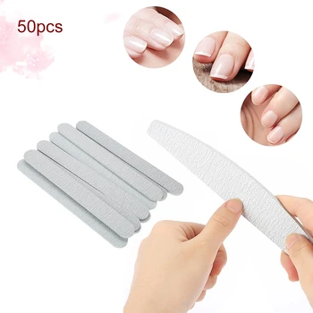 

2 Types 50pcs Nail Art Manicure Pedicure Tool Half-moon Nail Sanding Files Buffer Polisher Nail Accessories