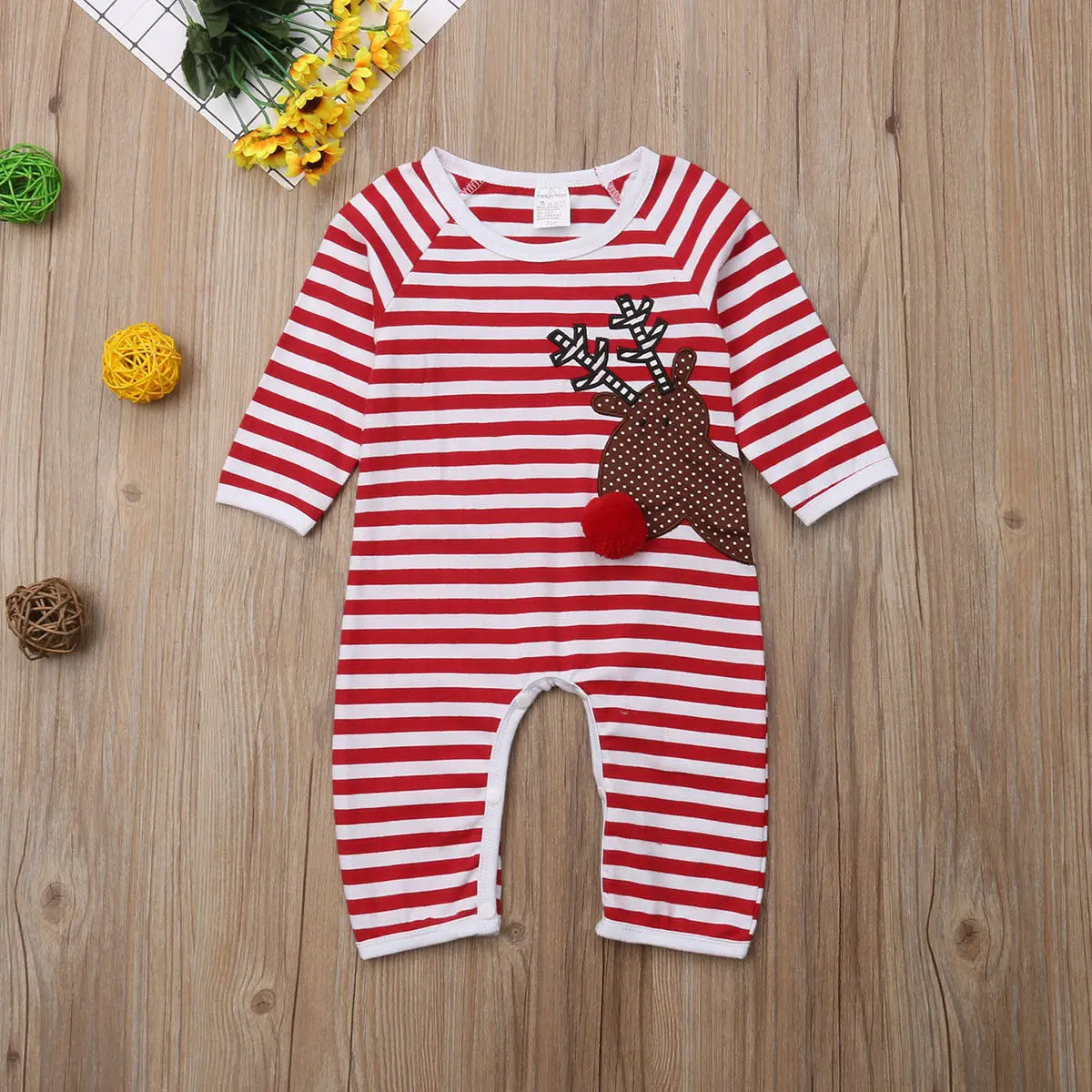 

Newborn Baby Clothes Girl&Boy XMAS Elk Long Sleeve Striped Baby Rompers Jumpsuit New Born Baby Clothes Outfits 0-18 Months