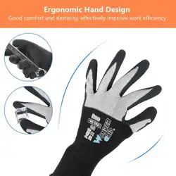 Двойные цветные нейлоновые волокна рабочие перчатки Нескользящие нитриловые перчатки с покрытием садовые перчатки Эргономичный ручной