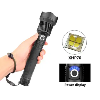 

XHP70 Super Bright Zoomable Lighting High Efficiency Light 3 Modes Light XHP70 Light Tactical LED Flashlight