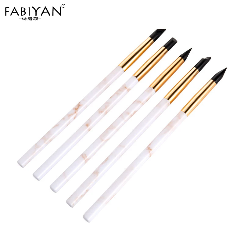 

Silicone Nail Art Sculpture 3D Carving Craft Emboss Hollow UV Gel Painting Modeling Pen Marble Pattern Handle Brushes 5Pcs/set