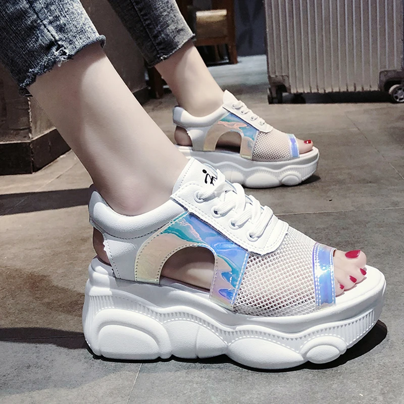 

2019 Increasing Height Wedges thick bottom Platform Slippers ladies walking shoes high heels beach outdoor sandals women 2018 39
