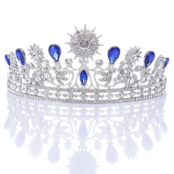 

Wedding Prom Bridal Crown Rhinestone Crystal Decor Headband Veil Tiara