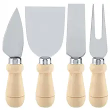 4 шт./компл. лопатка для пиццы из нержавеющей стали сырный ножи с деревянной ручкой для резки сыра Ножи Slicer Cutter комплект Кухня готовить инструменты