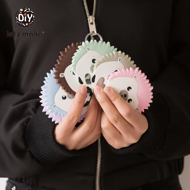 

Let's Make 10pc Silicone Baby Teethers Hedgehog Shape DIY Food Grade Silicone Tiny Rod Teething Nursing Pendant For Baby Teeth