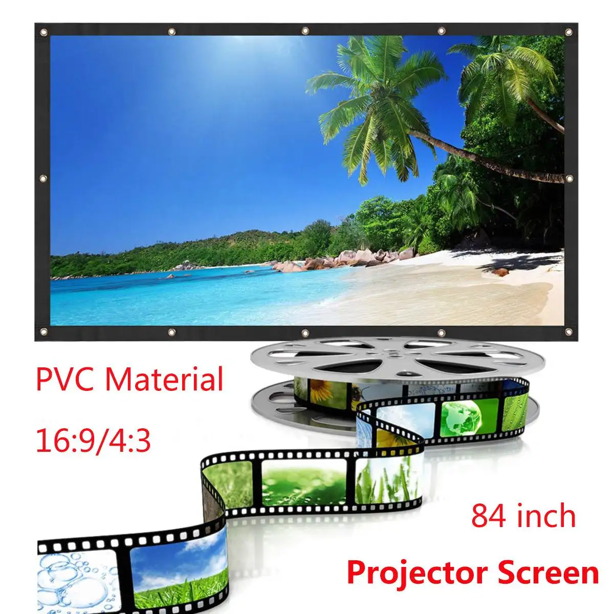 

Rolled Up 84/100 Inch Projector Screen 16:9 HD Portable Home Cinema Outdoor Projection LED Projector Screen For Home Theater