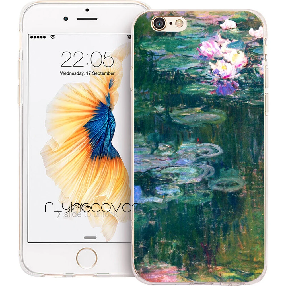 Капа Monet Водяные лилии прозрачные мягкие силиконовые чехлы для телефонов iPhone XS Max