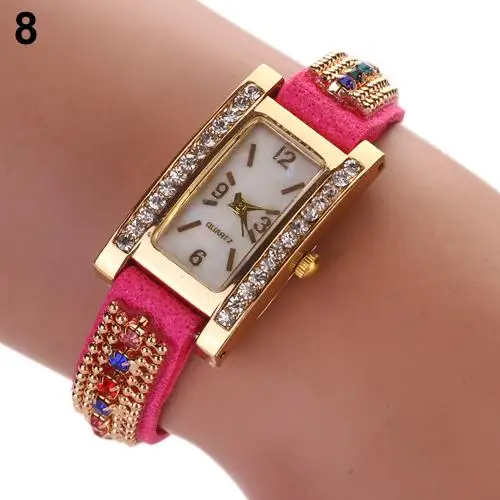 Для женщин Мода в виде ракушки с кварцевым циферблатом из искусственной замши браслет со стразами браслет наручные часы браслет