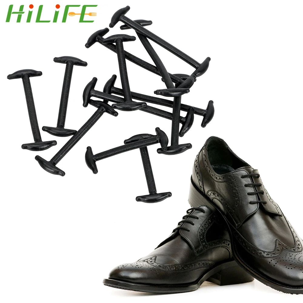 HILIFE 12Pcs/Set Leather Shoes Elastic Silicone Shoe Lace Lazy silicone