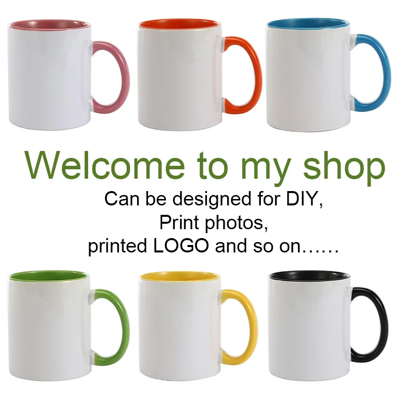 

FULLWIN Color handle Ceramic cup DIY photo Ceramic mug customize picture Creative gifts for Lovers Friends Family