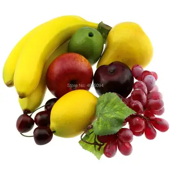 

Gresorth Artificial Lifelike Apple Brin Banana Grape Lemon Pear Fake Fruit Toy Home Christmas Party Decoration - 8 Fruits