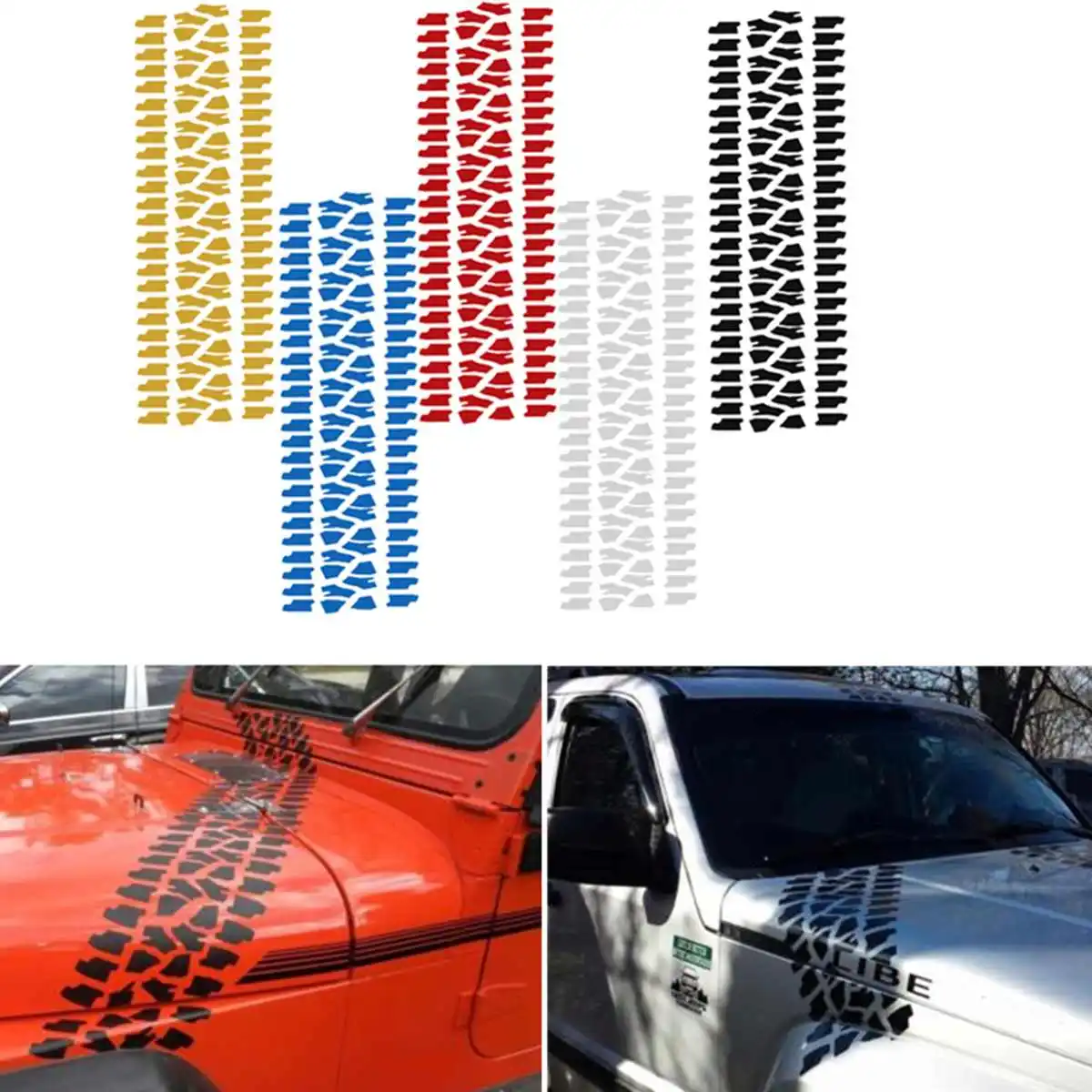 

Tire Tread Decals 4x4 Truck for Jeep Hood Body Vinyl Graphic Sticker 8"x 23" Large