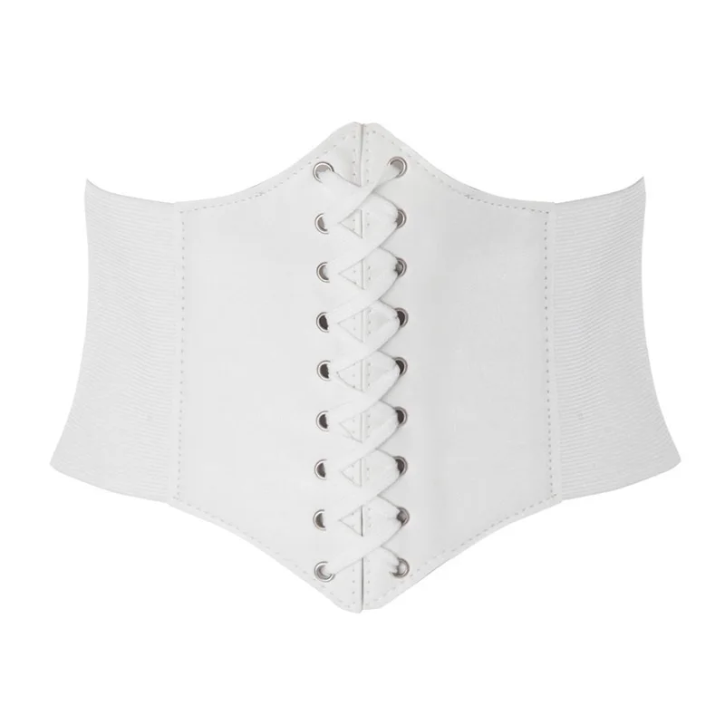 Sexy Women Corset Belt PU Leather Splice Lace-Up Elastic Cincher Wide Waistband Waist Strap Harajuku Accessories Wide Belts Lady