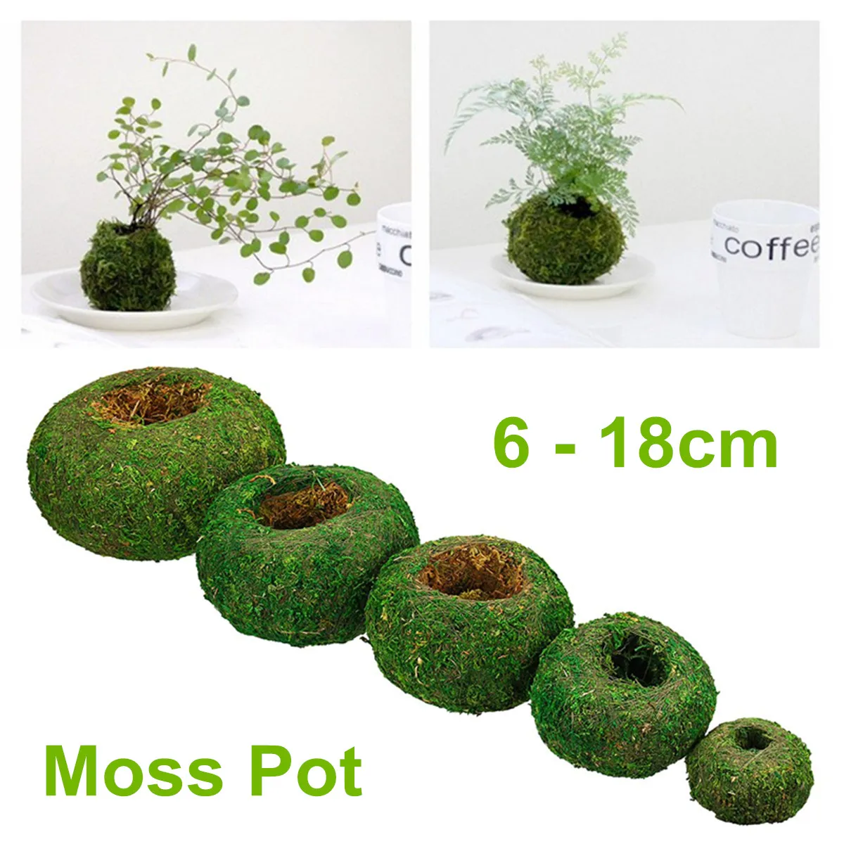 Green Moss Weaved Ball Shape Artificial Moss Balls DIY Flower Pot