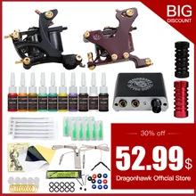 Высокое качество татуировки наборы 2 пистолеты машины 10 чернил наборы питания Иглы педали советы D175GD