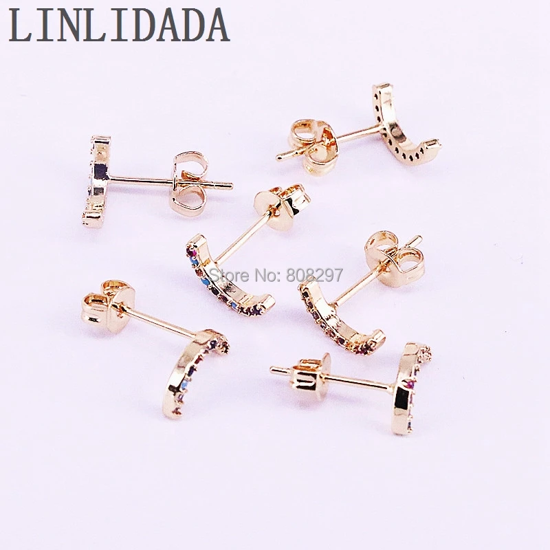 10 пар маленькие Золотая, радужная cz серьги-гвоздики модные украшения для леди/девушки cz простые серьги