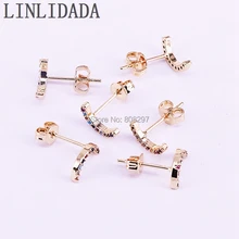 10 пар маленькие Золотая, радужная cz серьги-гвоздики модные украшения для леди/девушки cz простые серьги